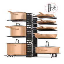 Hot Sale Manufacturer Selling 14 / 8 / 5 Tiers Lengthen Style Factory Supply Pot Lid And Pan Organizer Rack